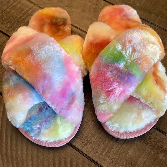Shoes - Push tie dye rainbow slippers